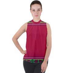 Ornaments Mexico Cheerful Mock Neck Chiffon Sleeveless Top