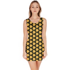 Pattern Halloween Pumpkin Color Yellow Bodycon Dress by HermanTelo