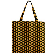 Pattern Halloween Pumpkin Color Yellow Zipper Grocery Tote Bag