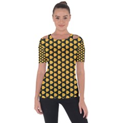 Pattern Halloween Pumpkin Color Yellow Shoulder Cut Out Short Sleeve Top