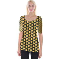 Pattern Halloween Pumpkin Color Yellow Wide Neckline Tee