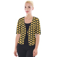 Pattern Halloween Pumpkin Color Yellow Cropped Button Cardigan