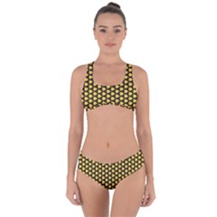 Pattern Halloween Pumpkin Color Yellow Criss Cross Bikini Set