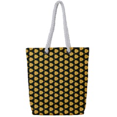 Pattern Halloween Pumpkin Color Yellow Full Print Rope Handle Tote (small) by HermanTelo