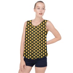 Pattern Halloween Pumpkin Color Yellow Bubble Hem Chiffon Tank Top