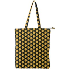 Pattern Halloween Pumpkin Color Yellow Double Zip Up Tote Bag