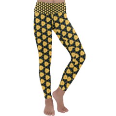 Pattern Halloween Pumpkin Color Yellow Kids  Lightweight Velour Classic Yoga Leggings by HermanTelo