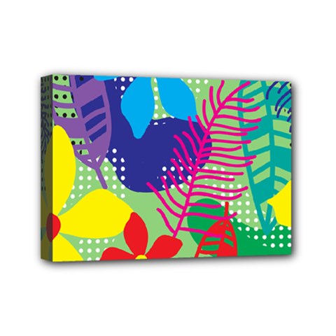 Pattern Leaf Polka Floral Mini Canvas 7  X 5  (stretched)