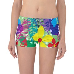 Pattern Leaf Polka Floral Reversible Boyleg Bikini Bottoms