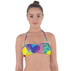 Pattern Leaf Polka Floral Halter Bandeau Bikini Top by HermanTelo