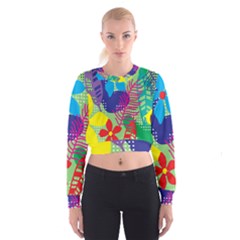 Pattern Leaf Polka Floral Cropped Sweatshirt by HermanTelo