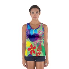 Pattern Leaf Polka Floral Sport Tank Top 