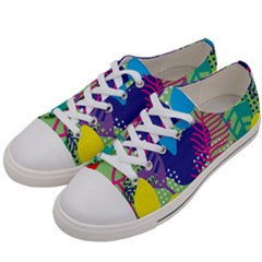 Pattern Leaf Polka Floral Women s Low Top Canvas Sneakers by HermanTelo