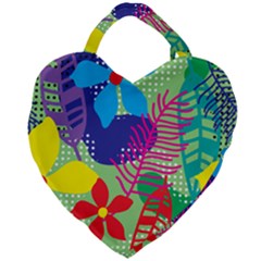 Pattern Leaf Polka Floral Giant Heart Shaped Tote