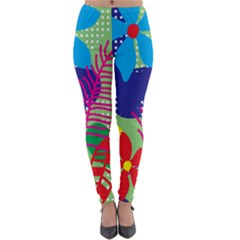 Pattern Leaf Polka Floral Lightweight Velour Leggings