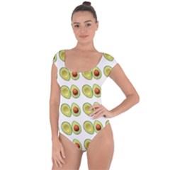 Pattern Avocado Green Fruit Short Sleeve Leotard  by HermanTelo