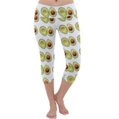 Pattern Avocado Green Fruit Capri Yoga Leggings