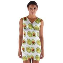 Pattern Avocado Green Fruit Wrap Front Bodycon Dress