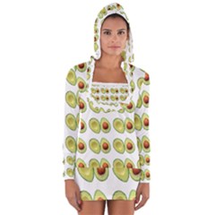 Pattern Avocado Green Fruit Long Sleeve Hooded T-shirt