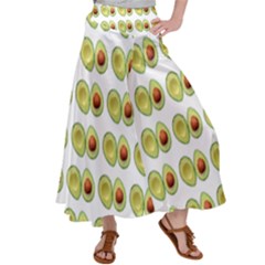 Pattern Avocado Green Fruit Satin Palazzo Pants