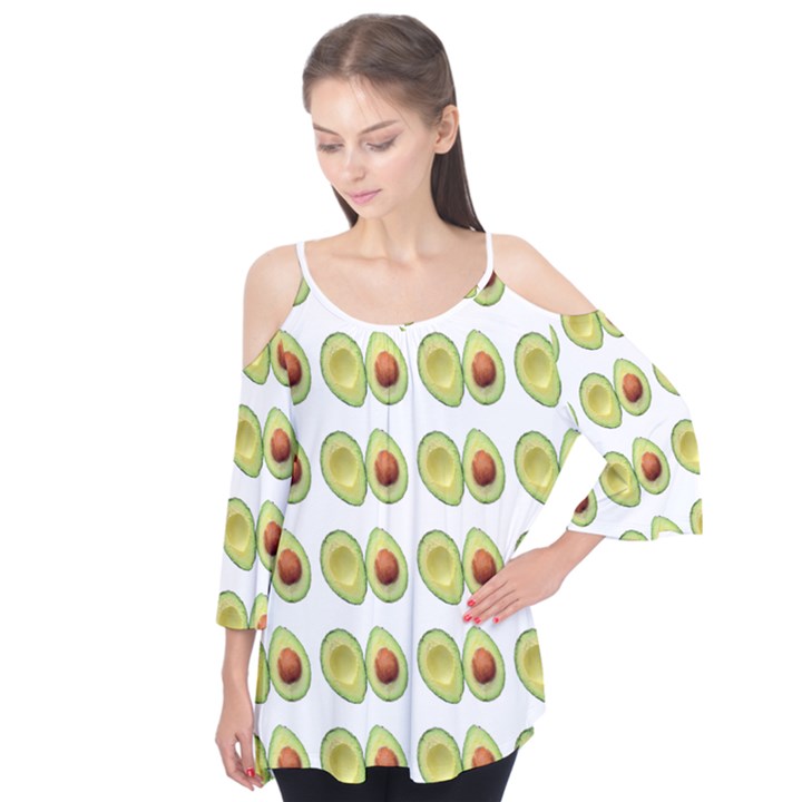 Pattern Avocado Green Fruit Flutter Tees