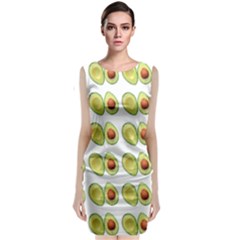 Pattern Avocado Green Fruit Sleeveless Velvet Midi Dress by HermanTelo