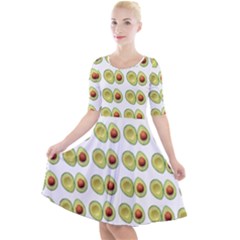 Pattern Avocado Green Fruit Quarter Sleeve A-line Dress by HermanTelo