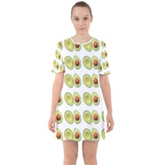 Pattern Avocado Green Fruit Sixties Short Sleeve Mini Dress