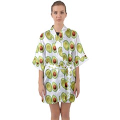 Pattern Avocado Green Fruit Quarter Sleeve Kimono Robe