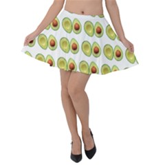 Pattern Avocado Green Fruit Velvet Skater Skirt