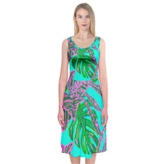 Painting Oil Leaves Nature Reason Midi Sleeveless Dress