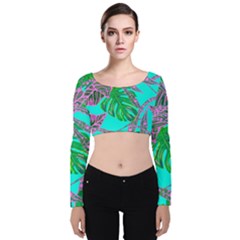 Painting Oil Leaves Nature Reason Velvet Long Sleeve Crop Top by HermanTelo