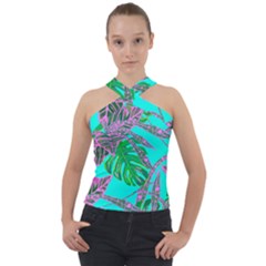 Painting Oil Leaves Nature Reason Cross Neck Velour Top by HermanTelo