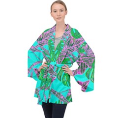 Painting Oil Leaves Nature Reason Velvet Kimono Robe