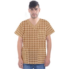 Pattern Gingerbread Brown Tree Men s V-neck Scrub Top