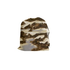 Mountains Ocean Clouds Drawstring Pouch (small) by HermanTelo