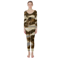 Mountains Ocean Clouds Long Sleeve Catsuit by HermanTelo