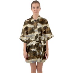 Mountains Ocean Clouds Quarter Sleeve Kimono Robe