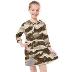 Mountains Ocean Clouds Kids  Quarter Sleeve Shirt Dress