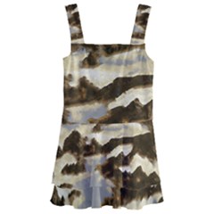 Mountains Ocean Clouds Kids  Layered Skirt Swimsuit