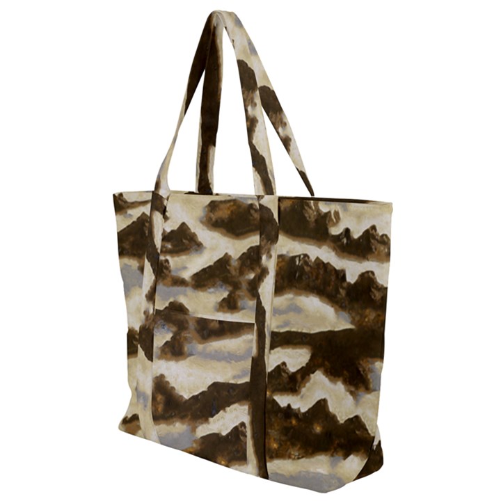 Mountains Ocean Clouds Zip Up Canvas Bag