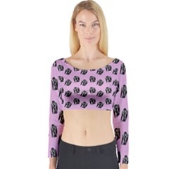 Girl Face Lilac Long Sleeve Crop Top by snowwhitegirl