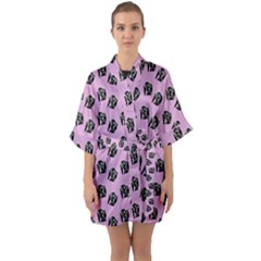 Girl Face Lilac Quarter Sleeve Kimono Robe by snowwhitegirl