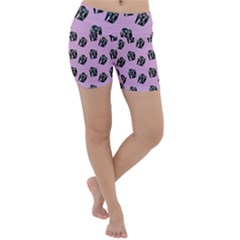 Girl Face Lilac Lightweight Velour Yoga Shorts by snowwhitegirl