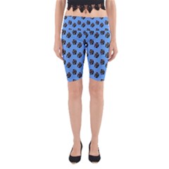 Girl Face Blue Yoga Cropped Leggings by snowwhitegirl