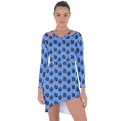 Girl Face Blue Asymmetric Cut-out Shift Dress by snowwhitegirl