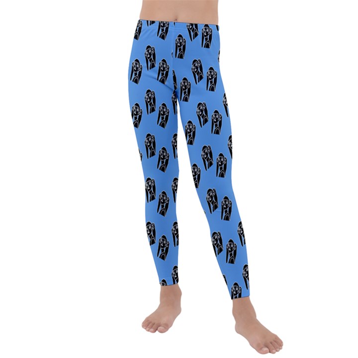 Girl Face Blue Kids  Lightweight Velour Leggings