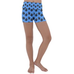 Girl Face Blue Kids  Lightweight Velour Yoga Shorts by snowwhitegirl