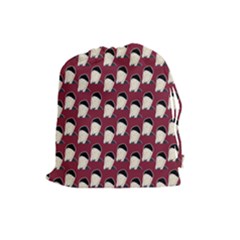 Beanie Boy Pattern Red Drawstring Pouch (large) by snowwhitegirl