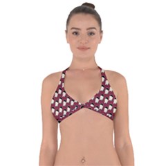 Beanie Boy Pattern Red Halter Neck Bikini Top by snowwhitegirl